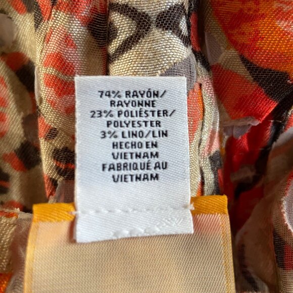 Ruby Rd Womens Long Sleeve Button Up Blouse Sz 18 Top Orange Brown Elastic Back - Picture 6 of 6